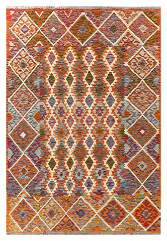 25903- Kelim Hand-Woven/Flat Weaved/Handmade Afghan /Carpet Tribal/Nomadic Authentic/Size: 9'10" x 6'9"