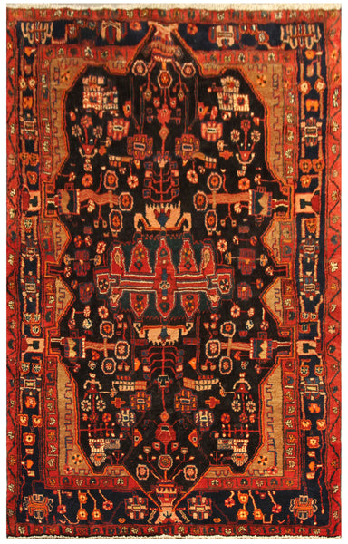 22845 - Hamadan Hand-Knotted/Handmade Persian Rug/Carpet Traditional Authentic/Size: 8'6" x 5'1"