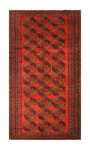 23109 - Balutch Hand-Knotted/Handmade Afghan Rug/Carpet Tribal/Nomadic/Authentic/Size: 12'0" x 4'9"