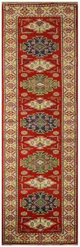 23154 - Kazak Afghan Hand-knotted Contemporary/Nomadic/Tribal Carpet/Rug/Size: 13'0" x 2'8"