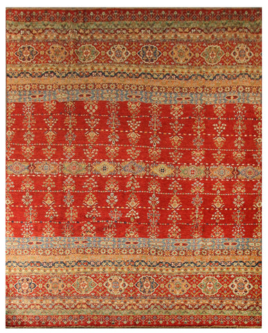 23095 - Chobi Ziegler Afghan Hand-knotted Contemporary/Modern Carpet/Rug/Size: 9'11" x 8'4"