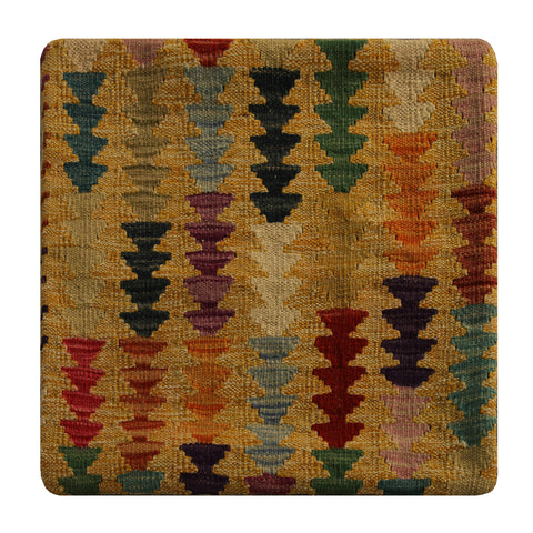 23314 - Kelim Hand-Woven/Flat Weaved/Handmade Afghan Kelim Pillow Cover/Carpet Tribal/Nomadic Authentic/Size: 1'8" x 1'8"