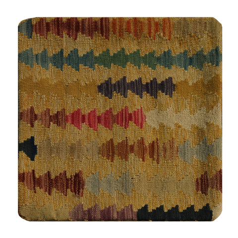 23316 - Kelim Hand-Woven/Flat Weaved/Handmade Afghan Kelim Pillow Cover/Carpet Tribal/Nomadic Authentic/Size: 1'8" x 1'8"