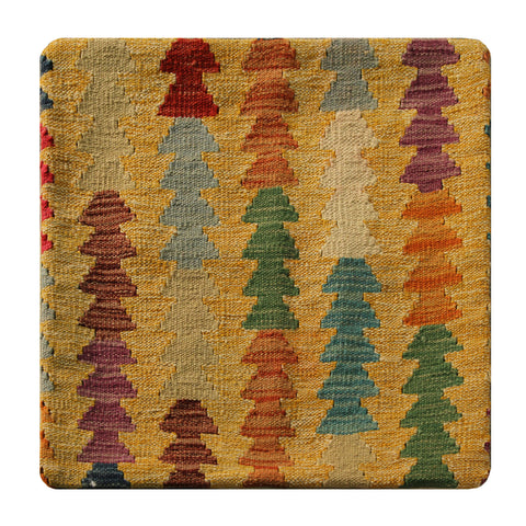 23311 - Kelim Hand-Woven/Flat Weaved/Handmade Afghan Kelim Pillow Cover/Carpet Tribal/Nomadic Authentic/Size: 1'8" x 1'8"