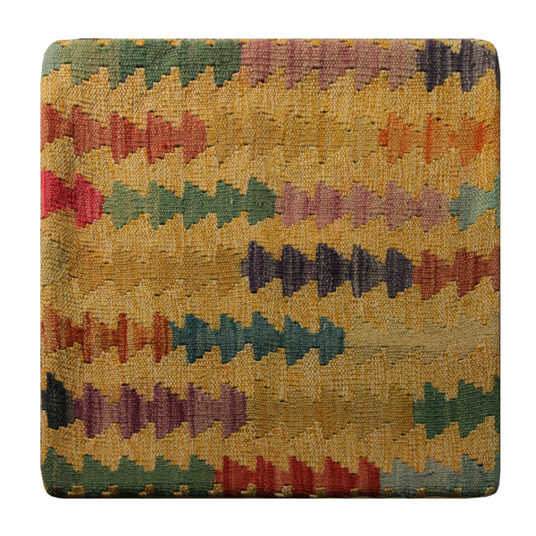 23279 - Kelim Hand-Woven/Flat Weaved/Handmade Afghan Kelim Pillow Cover/Carpet Tribal/Nomadic Authentic/Size: 1'8" x 1'8"