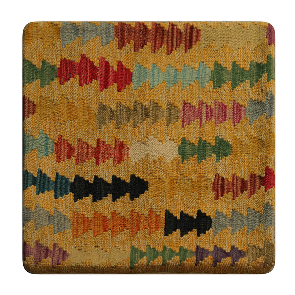 23271 - Kelim Hand-Woven/Flat Weaved/Handmade Afghan Kelim Pillow Cover/Carpet Tribal/Nomadic Authentic/Size: 1'8" x 1'8"