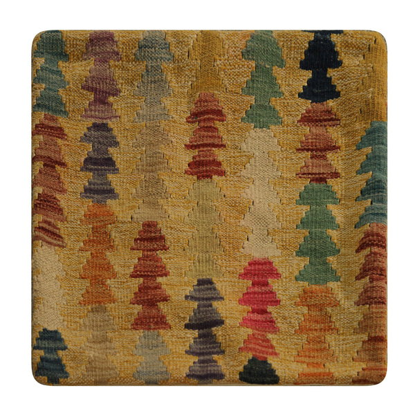 23240 - Kelim Hand-Woven/Flat Weaved/Handmade Afghan Kelim Pillow Cover/Carpet Tribal/Nomadic Authentic/Size: 1'8" x 1'8"