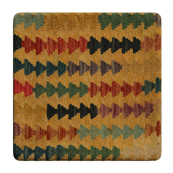 23220 - Kelim Hand-Woven/Flat Weaved/Handmade Afghan Kelim Pillow Cover/Carpet Tribal/Nomadic Authentic/Size: 1'8" x 1'8"