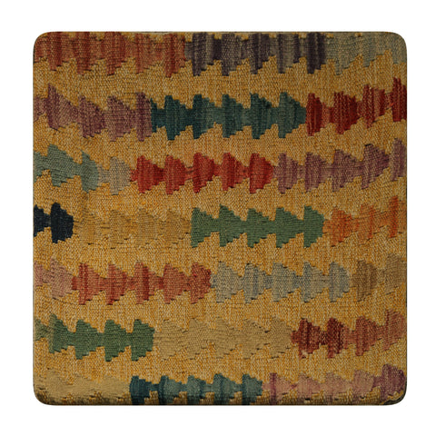 23329 - Kelim Hand-Woven/Flat Weaved/Handmade Afghan kelim pillow Cover/Carpet Tribal/Nomadic Authentic/Size: 1'8" x 1'8"