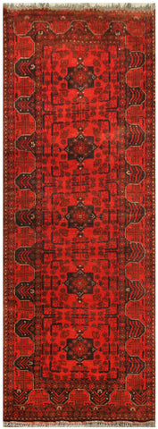 23357 - Khal Mohammad Hand-Knotted/Handmade Afghan Rug/Carpet/Traditional/Authentic/Size: 9'5" x 2'10"