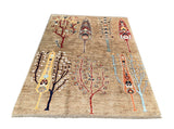 24929-Chobi Ziegler Hand-knotted/Handmade Afghan Rug/Carpet Traditional Authentic / Size: 6'8" x 5'3"/203cm x 160cm