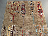 24929-Chobi Ziegler Hand-knotted/Handmade Afghan Rug/Carpet Traditional Authentic / Size: 6'8" x 5'3"/203cm x 160cm