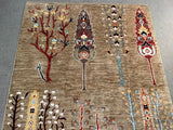 24929-Chobi Ziegler Hand-knotted/Handmade Afghan Rug/Carpet Traditional Authentic / Size: 6'8" x 5'3"