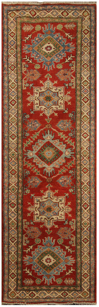 23125 - Kazak Hand-Knotted/Handmade Afghan Tribal/Nomadic Authentic/Size: 9'9" x 2'9"