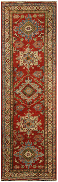 23125 - Kazak Hand-Knotted/Handmade Afghan Tribal/Nomadic Authentic/Size: 9'9" x 2'9"