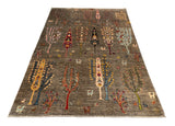 24893-Chobi Ziegler Hand-knotted/Handmade Afghan Rug/Carpet Traditional Authentic / Size: 8'0" x 5'6"