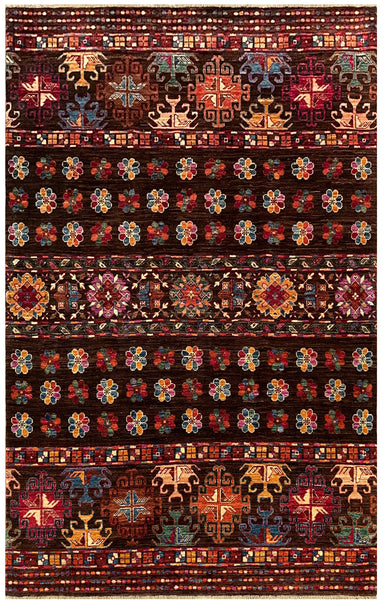 24888-Chobi Ziegler Hand-knotted/Handmade Afghan Rug/Carpet Traditional Authentic / Size: 6'8" x 5'3"/203cm x 160cm