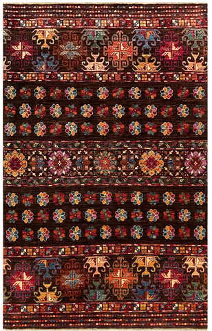 24888-Chobi Ziegler Hand-knotted/Handmade Afghan Rug/Carpet Traditional Authentic / Size: 6'8" x 5'3"/203cm x 160cm