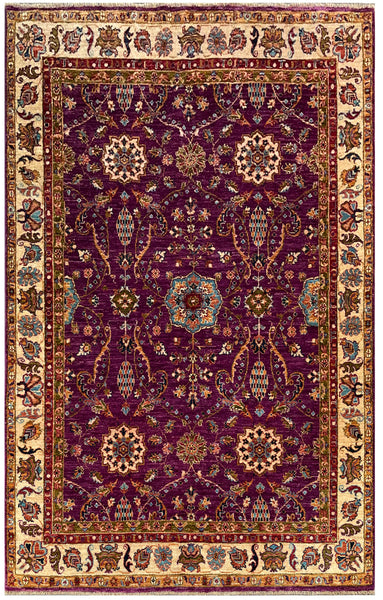 24891-Chobi Ziegler Hand-knotted/Handmade Afghan Rug/Carpet Traditional Authentic / Size: 6'8" x 5'3"