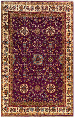 24891-Chobi Ziegler Hand-knotted/Handmade Afghan Rug/Carpet Traditional Authentic / Size: 6'8" x 5'3"/203cm x 160cm