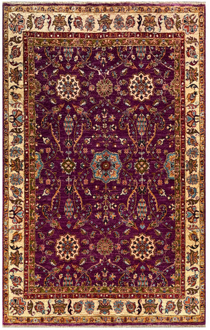 24891-Chobi Ziegler Hand-knotted/Handmade Afghan Rug/Carpet Traditional Authentic / Size: 6'8" x 5'3"