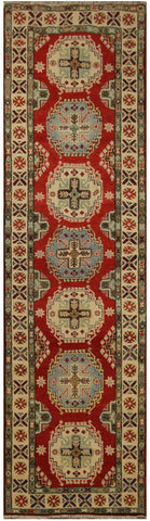 23126 - Kazak Hand-Knotted/Handmade Afghan Tribal/Nomadic Authentic/Size: 10'3" x 2'7"