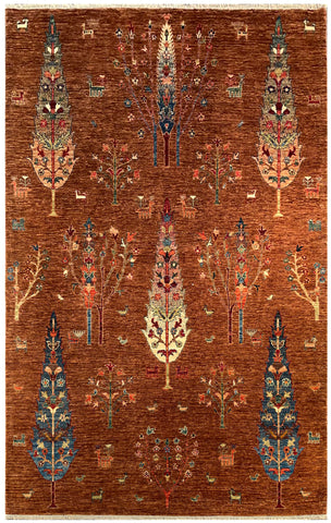 24897-Chobi Ziegler Hand-knotted/Handmade Afghan Rug/Carpet Traditional Authentic / Size: 8'6" x 5'10"/259cm x 170cm