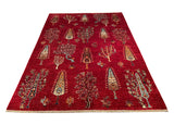 24910-Chobi Ziegler Hand-knotted/Handmade Afghan Rug/Carpet Traditional Authentic / Size: 9'10" x 6'11"