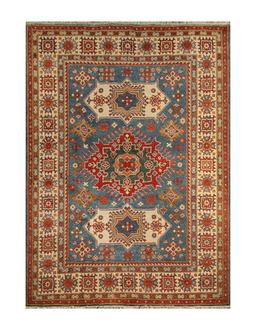 23167 - Kazak Hand-Knotted/Handmade Afghan Tribal/Nomadic Authentic/Size: 6'9" x 4'11"