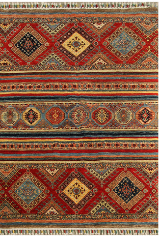 23193 - Chobi Ziegler Afghan Hand-knotted Contemporary/Modern Carpet/Rug/Size: 6'1" x 4'3"