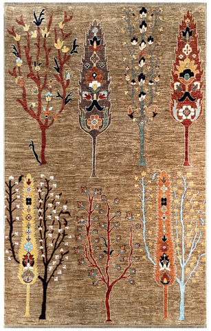 24930-Chobi Ziegler Hand-knotted/Handmade Afghan Rug/Carpet Traditional Authentic / Size: 7'8" x 5'9"/234cm x 175cm