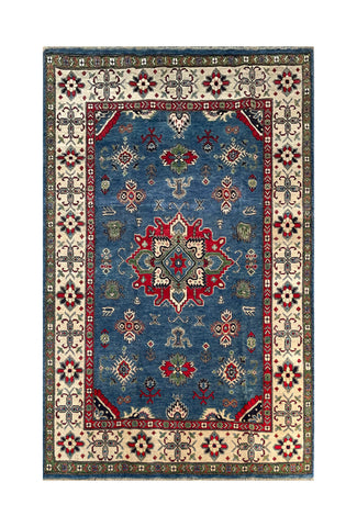 24927- Kazak Hand-Knotted/Handmade Afghan Rug/Carpet Tribal/Nomadic Authentic/ Size: 7'9" x 5'7"