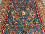 24923- Kazak Hand-Knotted/Handmade Afghan Rug/Carpet Tribal/Nomadic Authentic/ Size: 9'11" x 8'1"