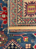 24923- Kazak Hand-Knotted/Handmade Afghan Rug/Carpet Tribal/Nomadic Authentic/ Size: 9'11" x 8'1"