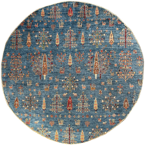 24887-Chobi Ziegler Hand-knotted/Handmade Afghan Rug/Carpet Traditional Authentic / Size: 8'2" x 8'1"/249cm x 246cm