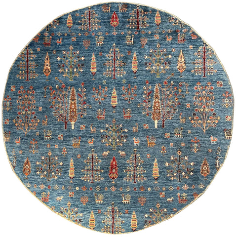 24887-Chobi Ziegler Hand-knotted/Handmade Afghan Rug/Carpet Traditional Authentic / Size: 8'2" x 8'1"/249cm x 246cm