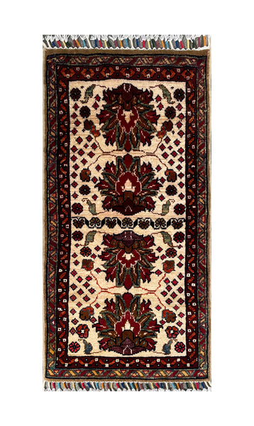 24956-Chobi Ziegler Hand-knotted/Handmade Afghan Rug/Carpet Traditional Authentic / Size: 3'3" x 1'7"