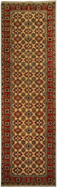 22653 - Kazak Hand-Knotted/Handmade Afghan Tribal/Nomadic Authentic/Size 9'8" x 2'8"