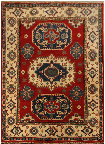 22737 - Kazak Hand-Knotted/Handmade Afghan Tribal/Nomadic Authentic/Size/: 6'10" x 4'11"