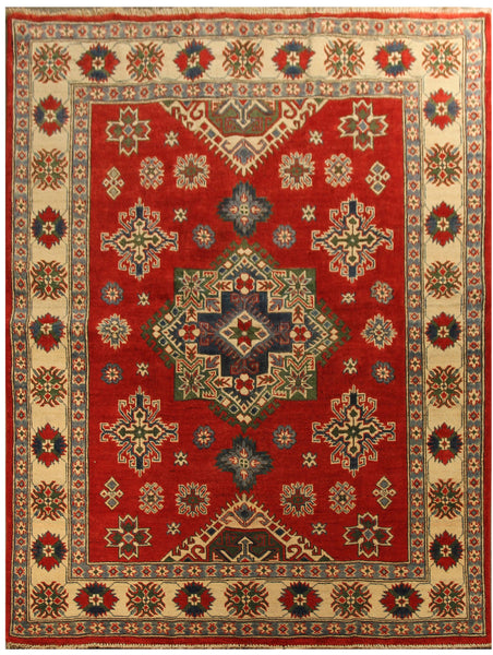 22744 - Kazak Afghan Hand-knotted Contemporary/Nomadic/Tribal Carpet/Rug/Size: 6'6" x 4'11"