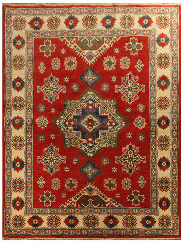 22744 - Kazak Afghan Hand-knotted Contemporary/Nomadic/Tribal Carpet/Rug/Size: 6'6" x 4'11"