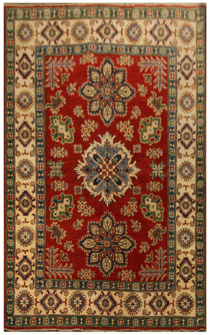 22740 - Kazak Hand-Knotted/Handmade Afghan Tribal/Nomadic Authentic/Size: 7'3" x 5'0"