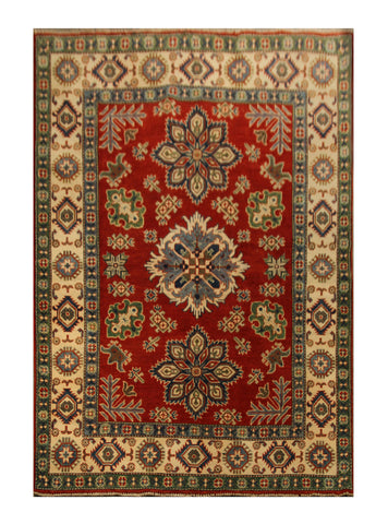 22740 - Kazak Hand-Knotted/Handmade Afghan Tribal/Nomadic Authentic/Size: 7'3" x 5'0"