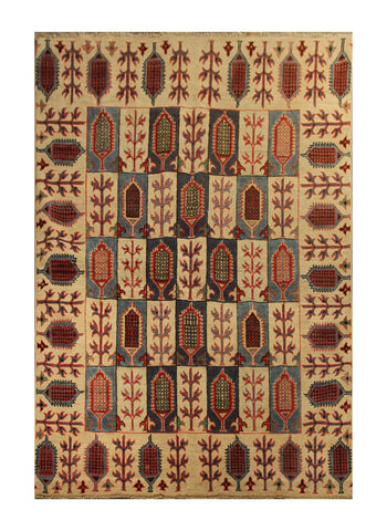 22729 - Kazak Hand-Knotted/Handmade Afghan Tribal/Nomadic Authentic/Size: 7'3" x 4'11"