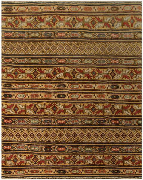 22747 - Kazak Afghan Hand-knotted Contemporary/Nomadic/Tribal Carpet/Rug/Size: 6'3" x 4'11"