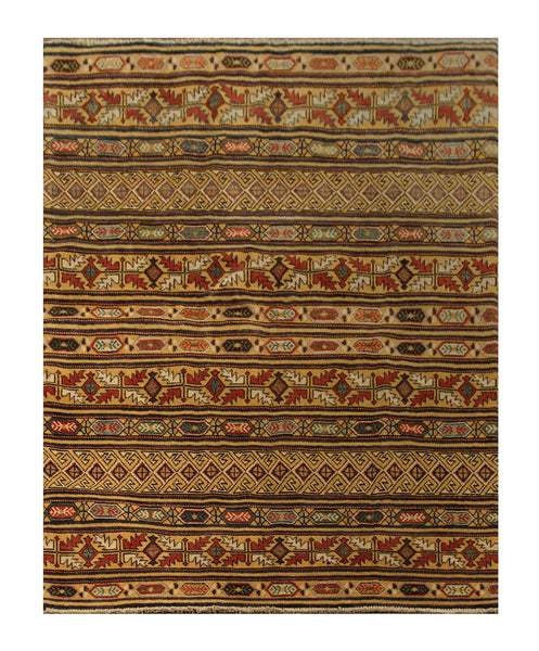 22747 - Kazak Afghan Hand-knotted Contemporary/Nomadic/Tribal Carpet/Rug/Size: 6'3" x 4'11"