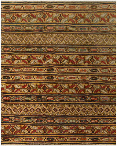 22747 - Kazak Afghan Hand-knotted Contemporary/Nomadic/Tribal Carpet/Rug/Size: 6'3" x 4'11"