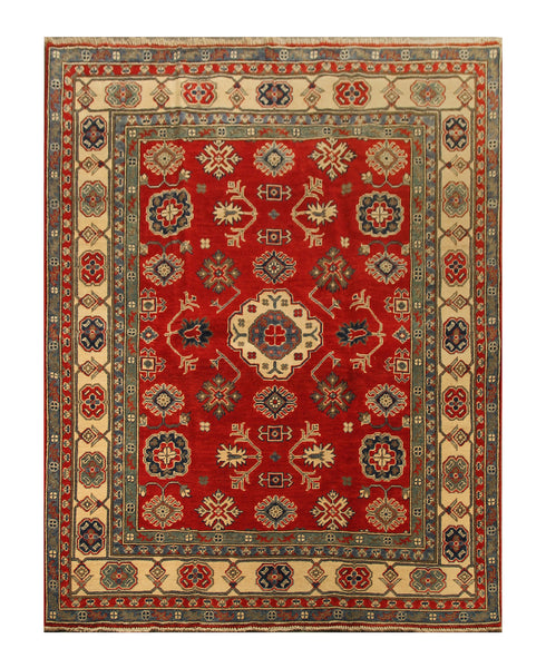 22746 - Kazak Afghan Hand-knotted Contemporary/Nomadic/Tribal Carpet/Rug/Size: 6'6" x 5'1"