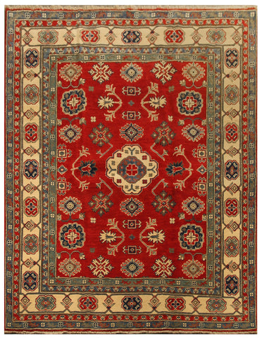 22746 - Kazak Afghan Hand-knotted Contemporary/Nomadic/Tribal Carpet/Rug/Size: 6'6" x 5'1"