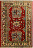 22680 - Kazak Hand-Knotted/Handmade Afghan Tribal/Nomadic Authentic/Size: 5'11" x 4'0"